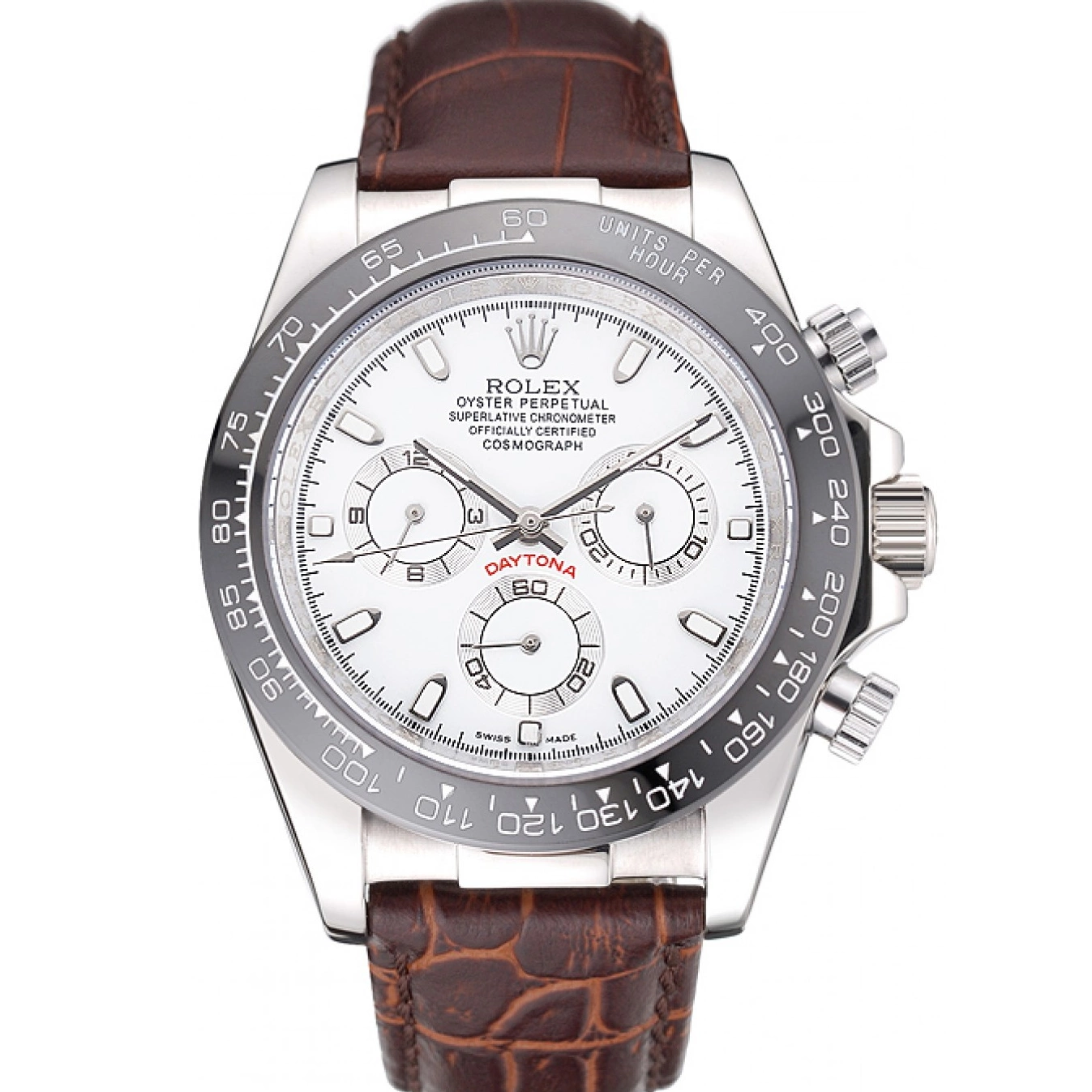Rolex White Dial 622631 Daytona Case Steel Bracelet Cosmograph Brown Stainless Leather 0602